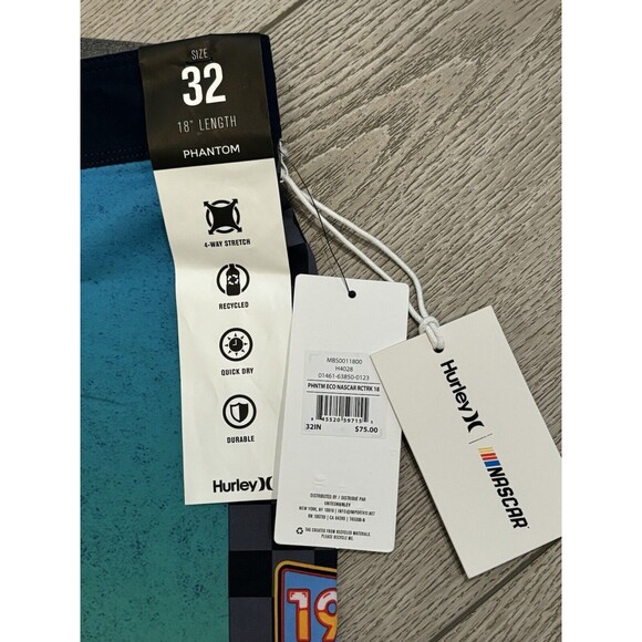 Hurley x Nascar Mens Phantom Eco Nascar Racetrack Board Shorts Swim Size 32 - Picture 4 of 7